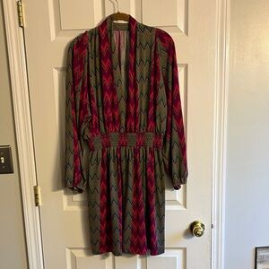 Tracy Negoshian Multicolor Chevron Long Sleeve Dress